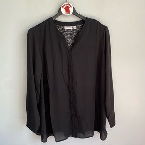 NEW Susan Graver Black Button Down Shirt